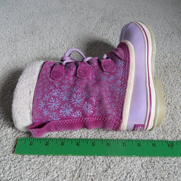 Sorel Little Girl Waterproof Winter Snow Boots Size 3 Purple Snowflake - Picture 7 of 9